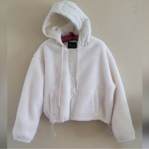 New Look | Hooded Fuzzy Cream Jacket